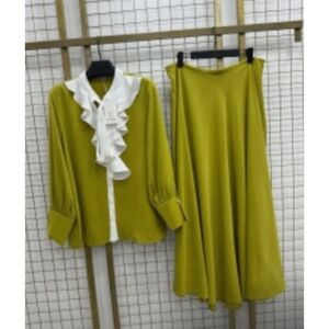 Knit 2-Piece Blouse & Skirt Set